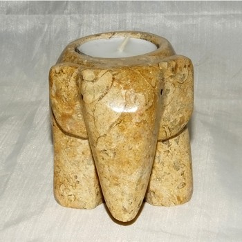 4” Fossilstone Elephant Tea Light Holder