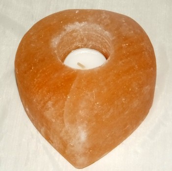 Heart Shaped Salt Tea Light Holder