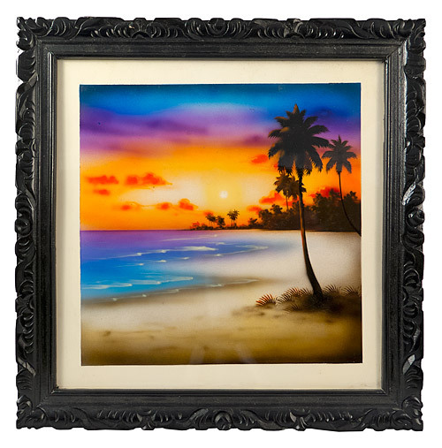 Framed Picture of a beautiful seascape in a handcarved frame