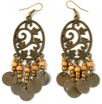 Earrings - metal patterned plant