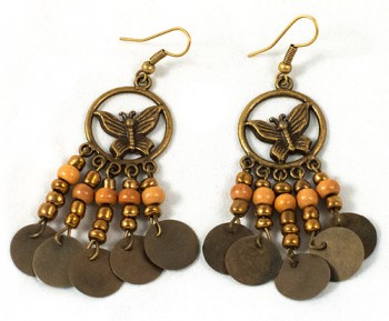 Earings - metal patterned butterfly