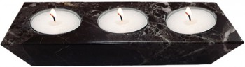 Black Marble 3-Hole Candle Holder