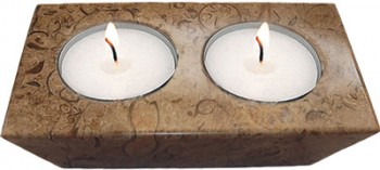 Fossil-Stone 2-Hole Candle Holder