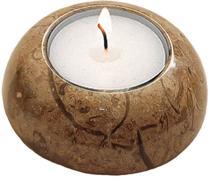 Fossil-stone D-Shape Candle Holder