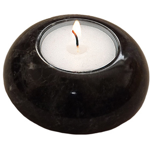 D-Shape Black Marble Candle Holder