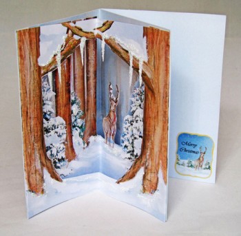 3D Corner Handmade Christmas Card - Reindeer