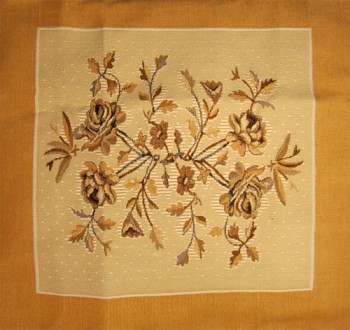 Tapestry Cushion Cover with a Yellow-Brown Flowers Pattern