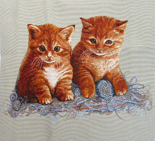 Tapestry Cushion Cover with two cute red kittens