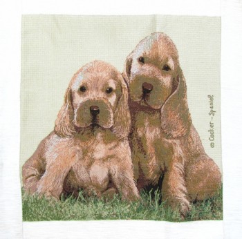 Tapestry Cushion Cover with 2 Cute Puppies