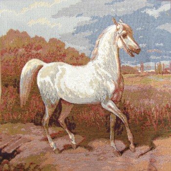 Tapestry Cushion Cover with Beautiful White Horse