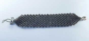 Wide Grey Bead Bracelet