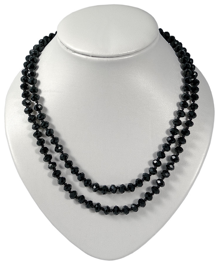 Necklace black crystal bead