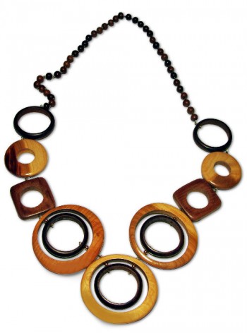 Fancy necklace made from wooden rings and beads