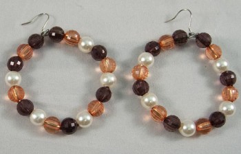 Earrings beads brown mix