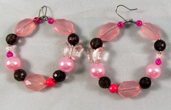 Earrings beads black pink mix