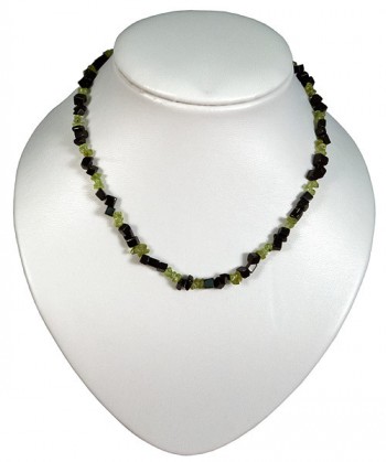Necklace olivine and obsidian