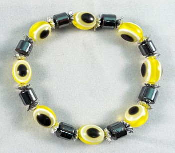 Bracelet hematite and yellow beads