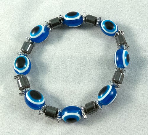 Bracelet hematite and blue beads