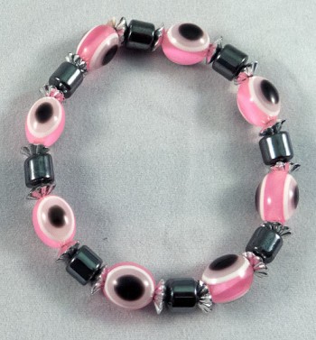 Bracelet hematite and pink beads